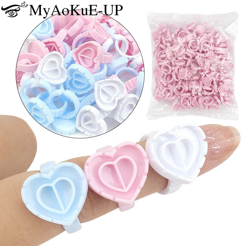 100Pcs Disposable Glue Ring Ho - Eyelash Extension Double Lash review and price