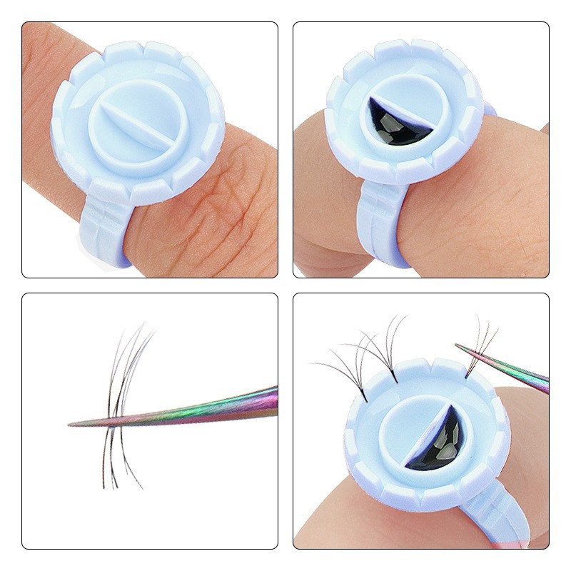 100Pcs Disposable Glue Ring Ho - Eyelash Extension Double Lash review and price